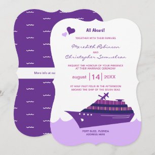 Purple Cruise Ship Wedding Invitation