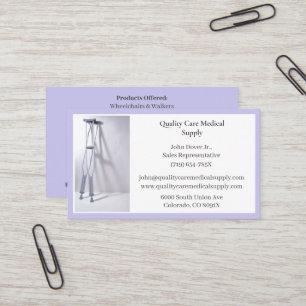 Purple Crutches Equipment Medical Senior Care  Business Card