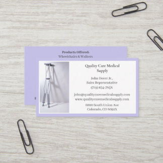 Purple Crutches Equipment Medical Senior Care Business Card