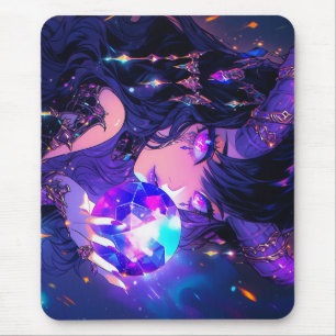Purple Crystal Ball Demon Anime Girl Mouse Mat