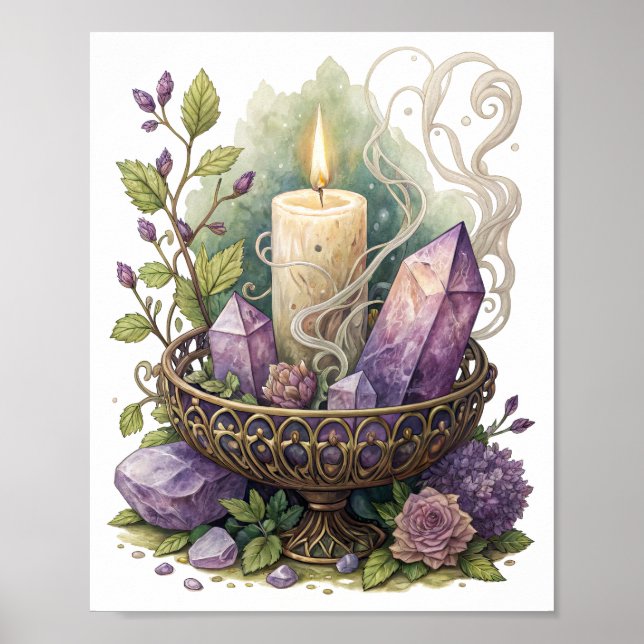 Purple Crystal in Filigree Urn Poster (Front)