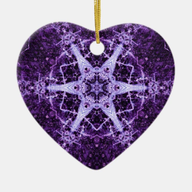 Purple Crystal Jewel Heart Memory Ornament (Front)
