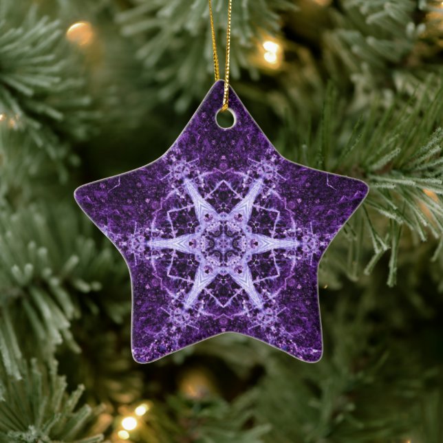 Purple Crystal Jewel Star Memory Ornament (Tree)