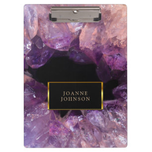 Purple crystal mineral gemstone personalised clipboard