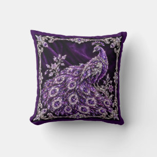 Purple Crystal Peacock Luxury collection Cushion