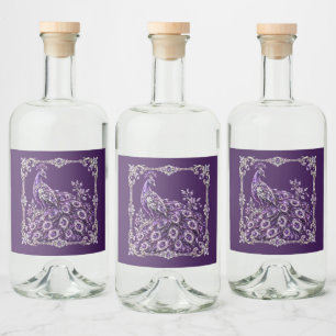 Purple Crystal Peacock Luxury collection Liquor Bottle Label