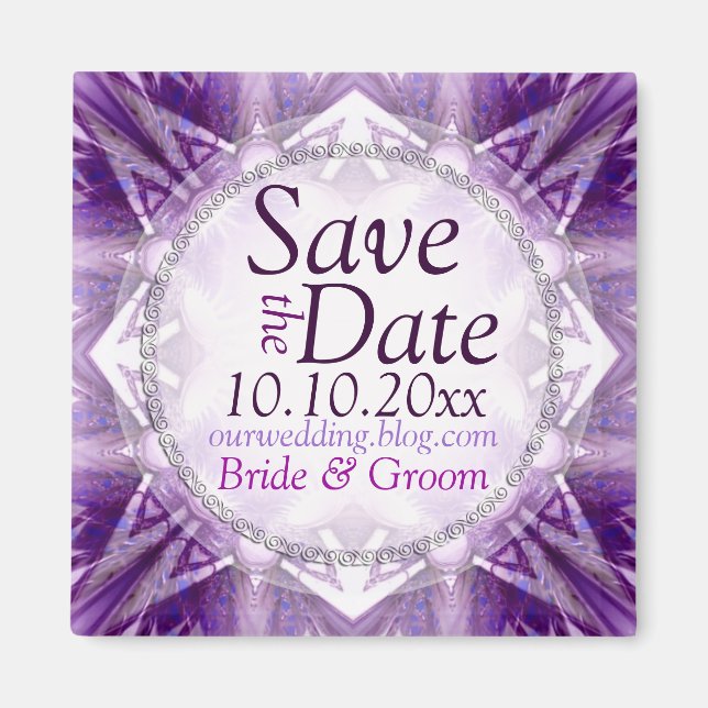 Purple Crystal Save the Date Magnet (Front)