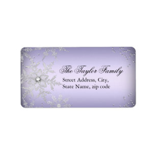 Purple Crystal Snowflake Christmas Address Labels