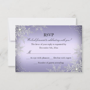 Purple Crystal Snowflake Christmas Party RSVP Card