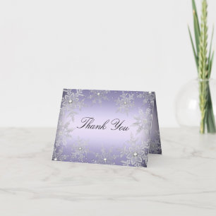 Purple Crystal Snowflake Christmas Thank You Card