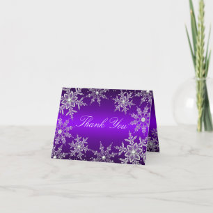 Purple Crystal Snowflake Christmas Thank You Card