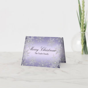 Purple Crystal Snowflake Merry Christmas Card