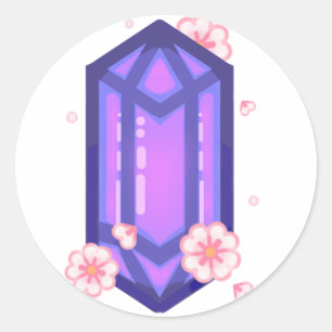 Purple Crystal with Cherry Blossoms Classic Round Sticker