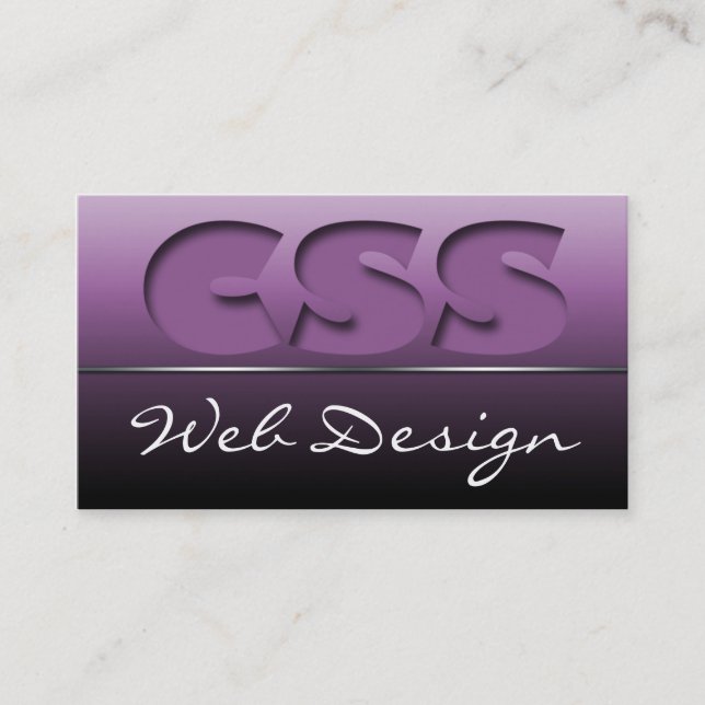Purple CSS Web Design Sleek Business Cards (Front)