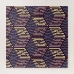 Purple Cubes: Vintage Geometric Seamless Jigsaw Puzzle