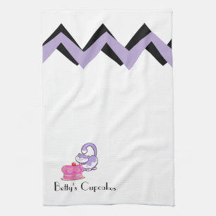 Purple Cupcake Cat Art-Deco Custom Towels