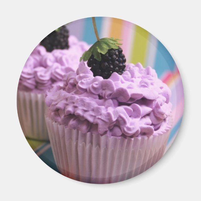 Purple Cupcake Fridge Magnet (Front)