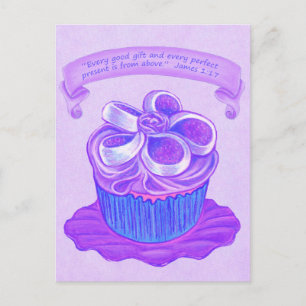 Purple Cupcake~Good Gift Scripture Postcard