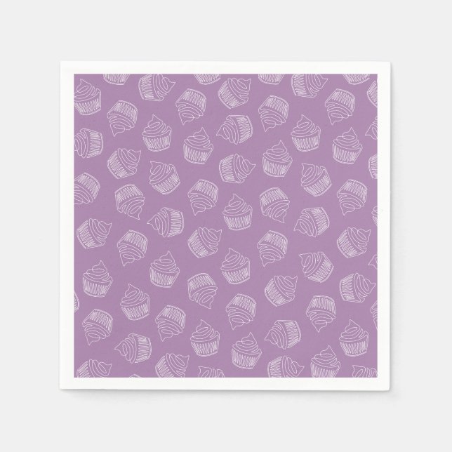 Purple cupcake illustration napkin (Front)