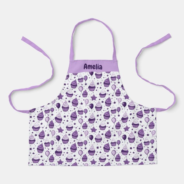 Purple Cupcake  Personalised Kids' Apron (Front)