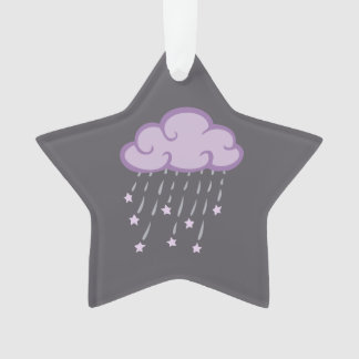 Purple Curls Rain Cloud With Falling Stars Ornament