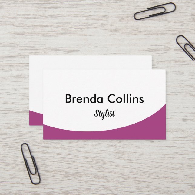 Purple curve and white print business card (Front/Back In Situ)