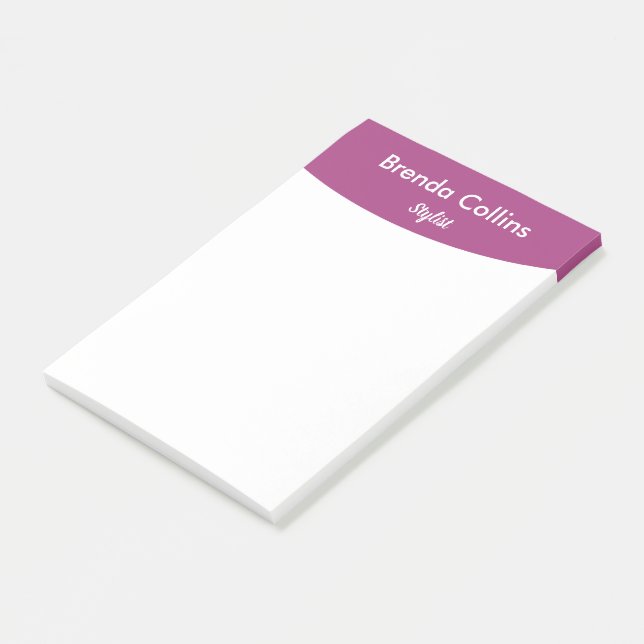 Purple curve and white print post-it notes (Angled)