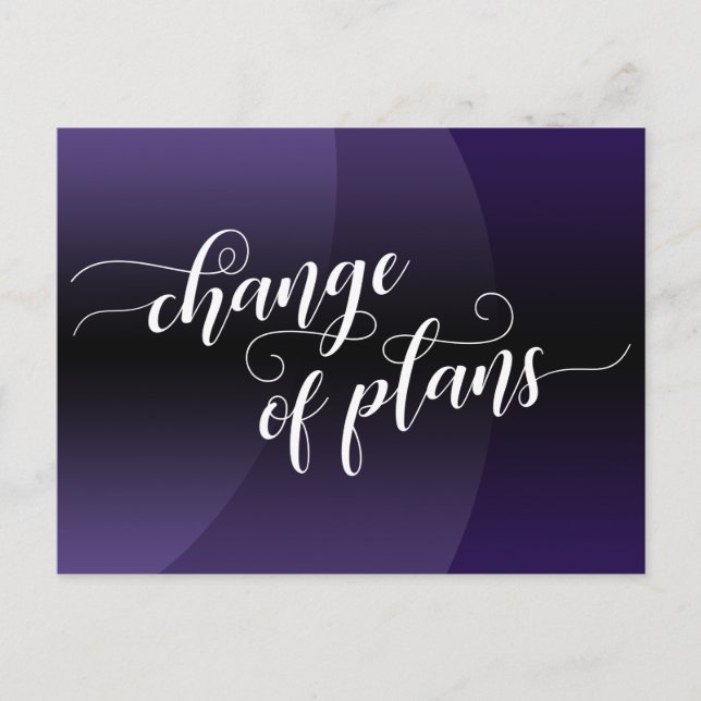 Purple Curve Change of Plans Postponed Wedding Postcard (Front)