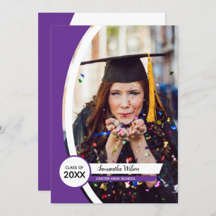 Purple Curved Frame Photo Graduation Invitation