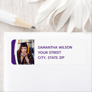 Purple Curved Frame Photo Graduation Label