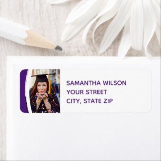 Purple Curved Frame Photo Graduation Label