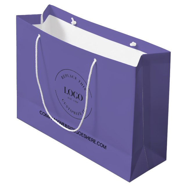 Purple Custom Business Company website Your Logo Large Gift Bag (Front Angled)