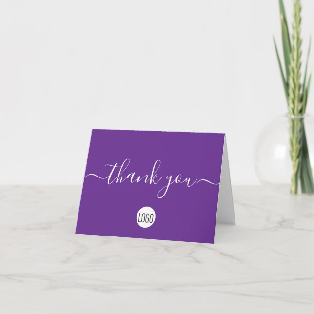 Purple Custom Customer Appreciation Professional Thank You Card (Front)