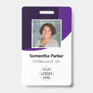 Purple Custom Employee Photo, Logo, Barcode, Name ID Badge