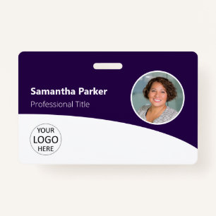 Purple Custom Employee Photo, Logo, Barcode, Name ID Badge
