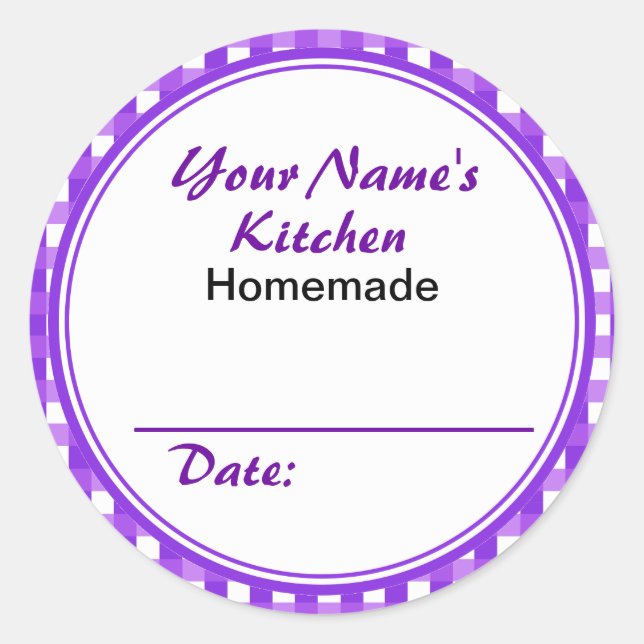 Purple Custom Jar Labels Round Sticker Custom Name (Front)