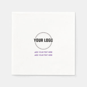 Purple Custom Logo and Text Minimalist Square Napkin