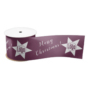 Purple Custom Logo Merry Christmas Florist  Satin Ribbon