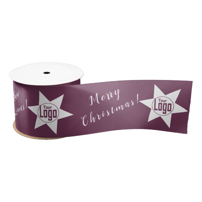 Purple Custom Logo Merry Christmas Florist  Satin Ribbon (Spool)