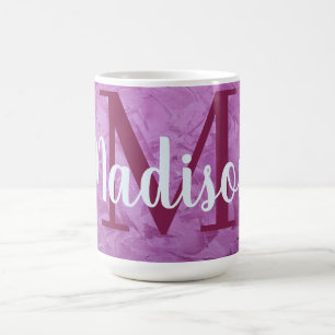 Purple Custom Marble Monogram Personalised Coffee Mug