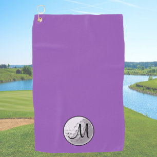 Purple custom monogram golf towel simple initial
