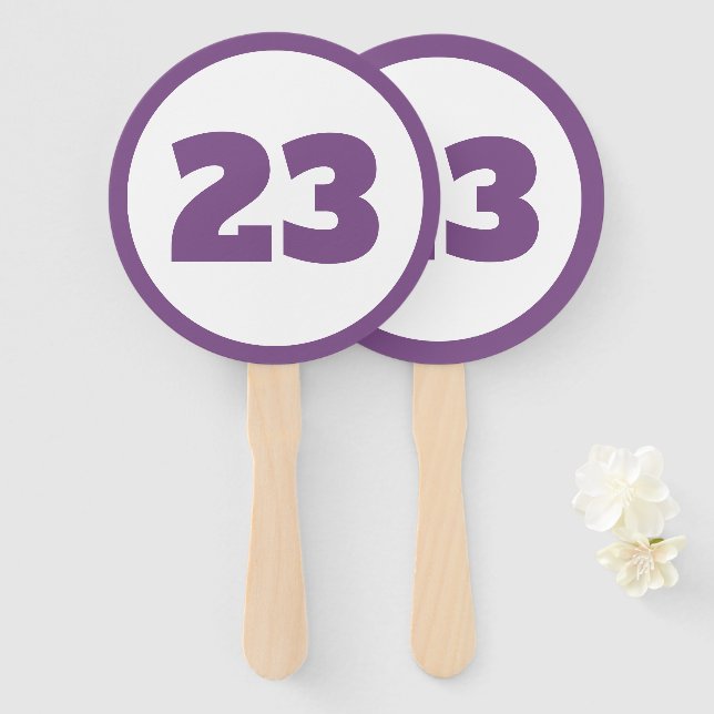 purple custom number hand fan (Front and Back)