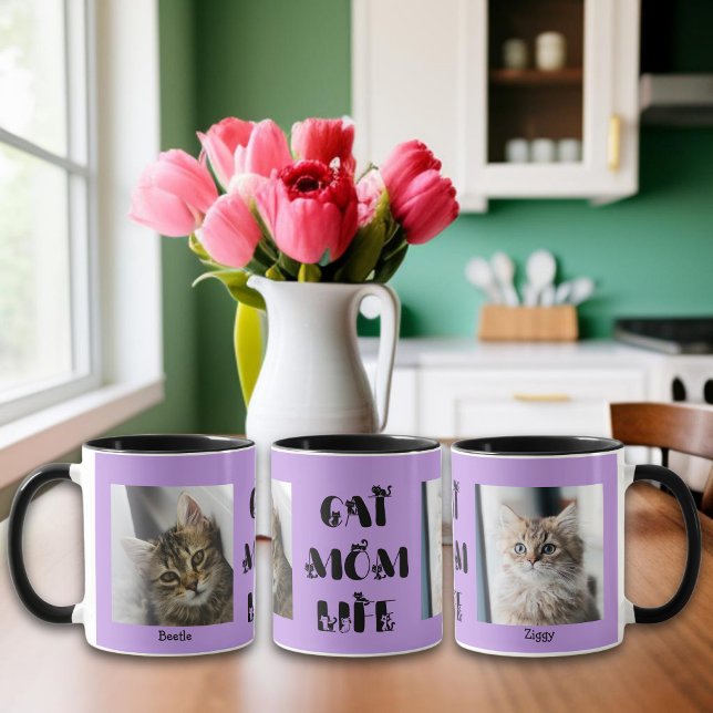Purple Custom Photo Cat Mum Life Mother's Day  Mug (Creator Uploaded)