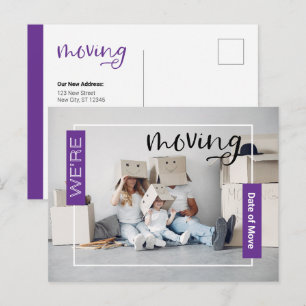 Purple Custom Photo Moving Announcement Card