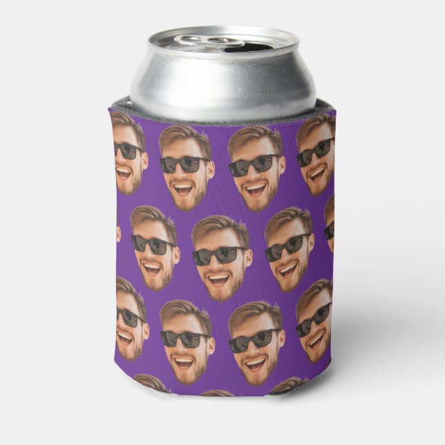 Purple Custom Photo Party Supplies With Face Can Cooler (Can Back)