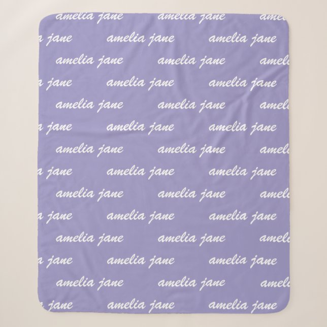 Purple Custom Repeating Name Baby Blanket (Front)