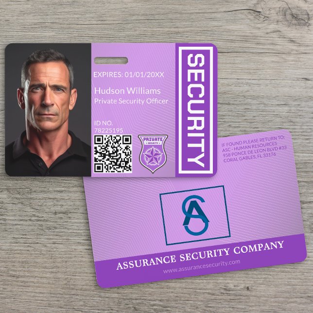 Purple Custom Security Guard Photo Badge ID Badge (Creator Uploaded)