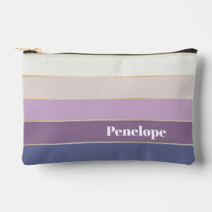 purple Custom Summer Colour Block Stripes Accessory Pouch