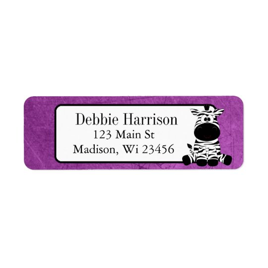 Purple Custom Zebra Stripes Return Address Labels