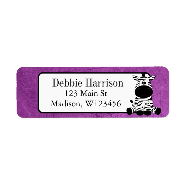 Purple Custom Zebra Stripes Return Address Labels (Front)